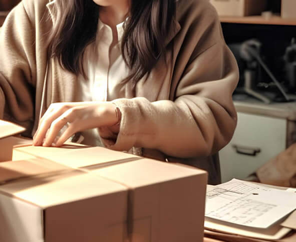 箱にものを詰めているイメージ写真|北海道札幌の相続不動産買取専門 ご遺族支援 遺品整理 遺言 死後事務委任